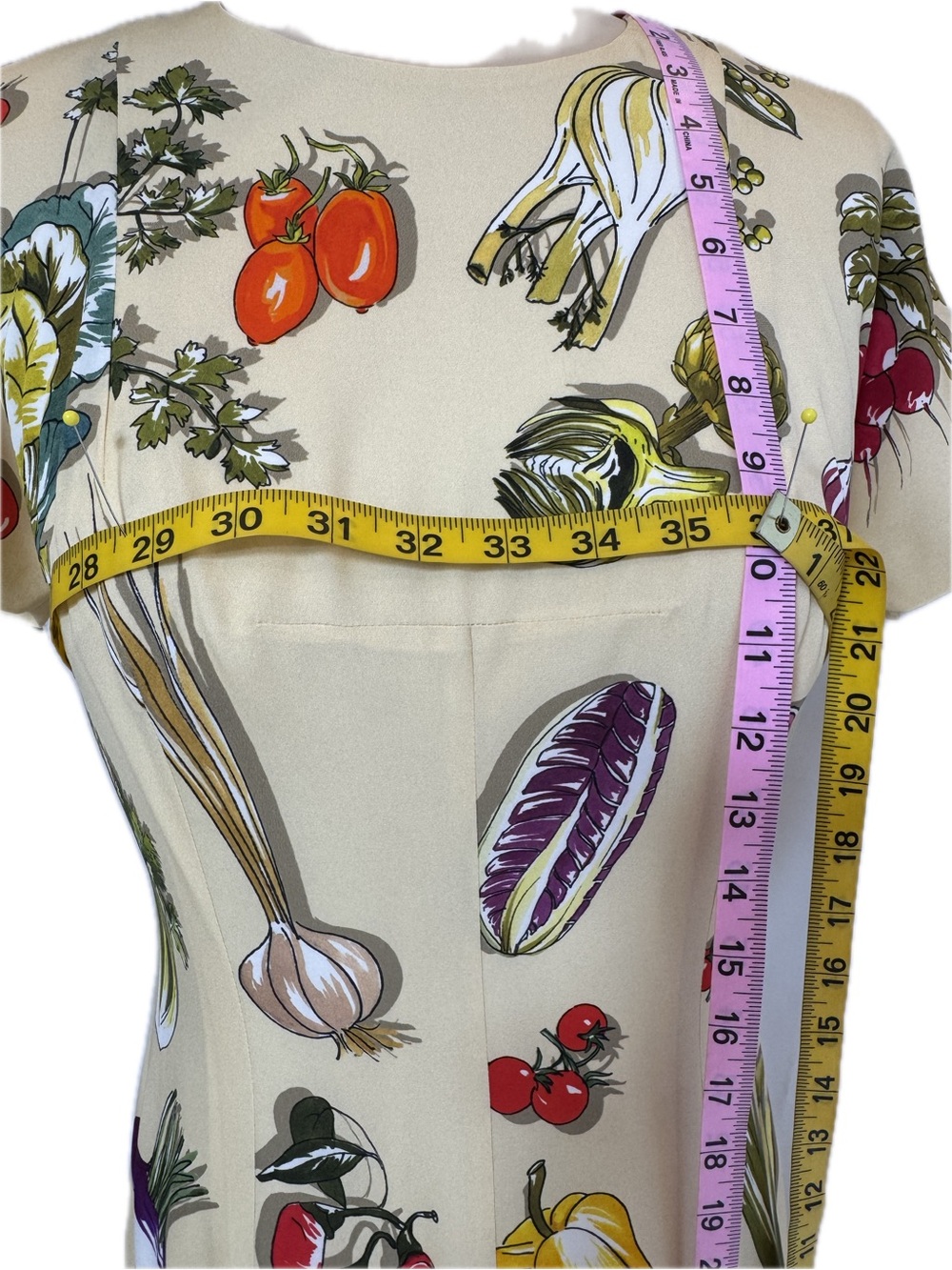 Dolce & Gabbana Cream Maxi Dress with Multicolor Vegetable Print - Picture 6 of 9